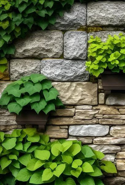 Zielony Bluszcz Liście Ścianie — Zdjęcie stockowe