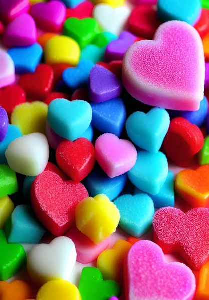Herzförmige Bonbons Auf Weißem Hintergrund — Stockfoto