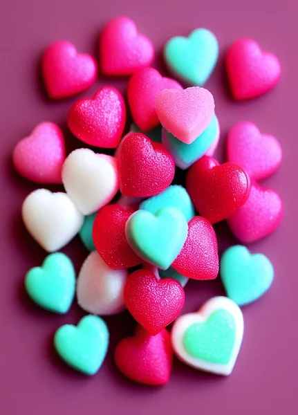 Corações Forma Coração Fundo Rosa Dia Dos Namorados — Fotografia de Stock