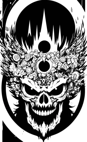 Illustration Skull Black Background — Stock fotografie