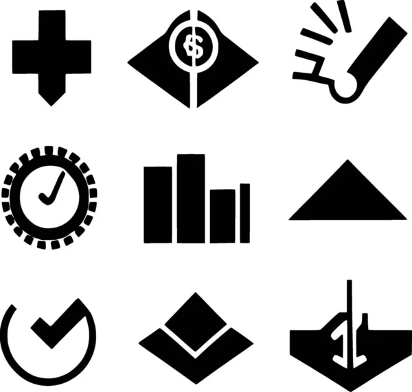 Набор Финансовых Иконок Стиль Двухцветный Плоский Символ Черно Белые Цвета — стоковое фото