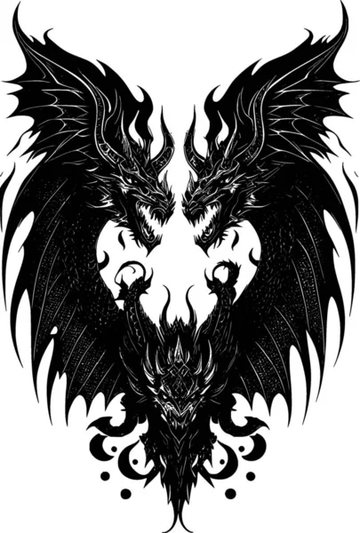 Дракон Татуювальною Головою Білому Тлі — стокове фото