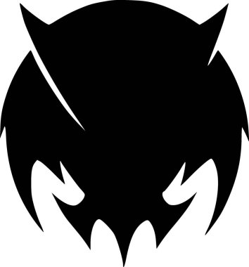 black and white illustration of a evil