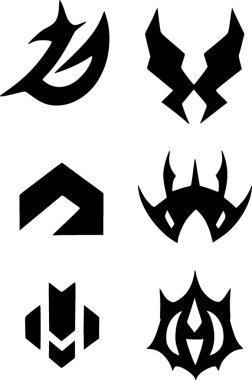 black and white illustration of a set of icon shape