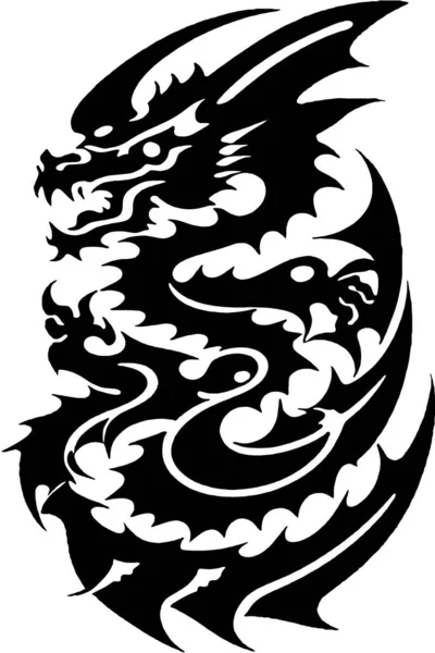 black and white of tattoo with a dragon