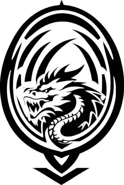 black and white illustration of a dragon tattoo