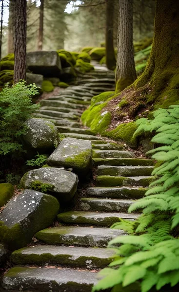 beautiful stair in the forest