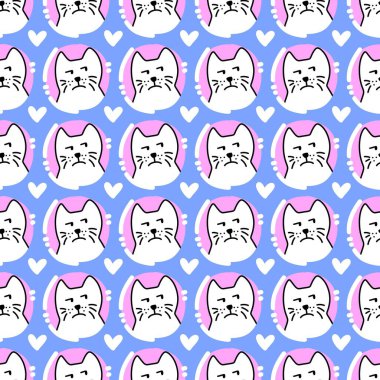 seamless pattern with cute cats. illustration