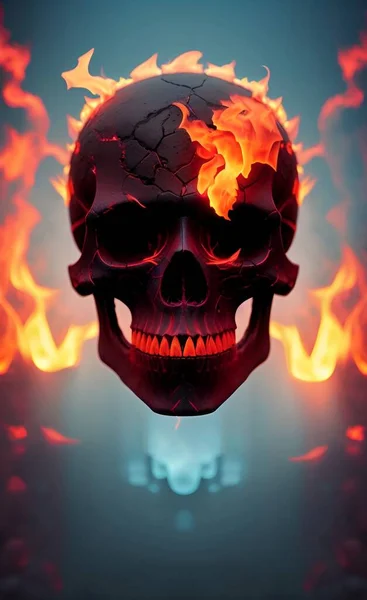 skull with a red flame