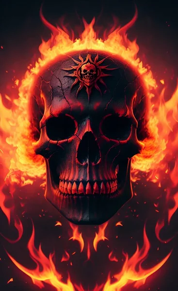 skull with a flame