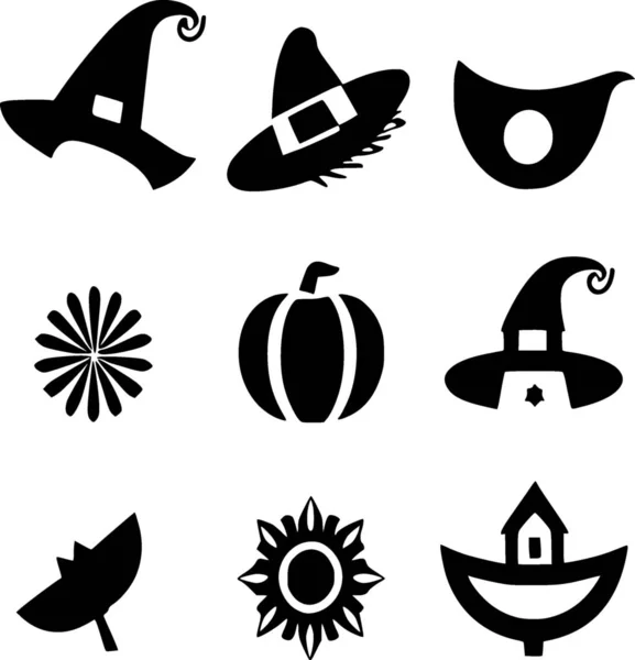 Black White Halloween Icons Set — Stockfoto
