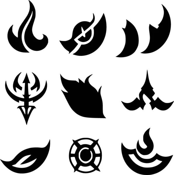 Set Black Silhouettes Different Types Icon Shape — Stockfoto