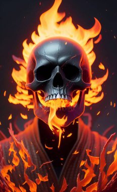 skull with a flame of a fire