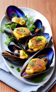 deniz ürünü ve limonlu midye.