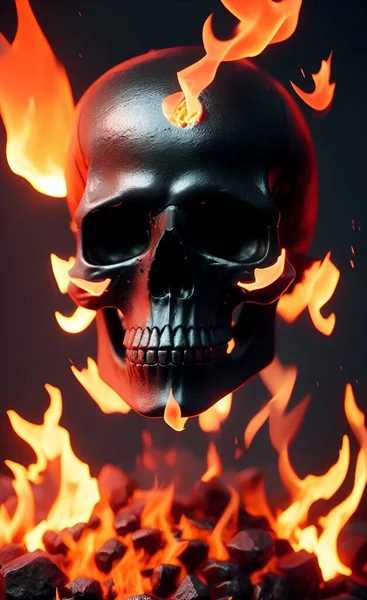 Skull Flame Fire — Fotografia de Stock