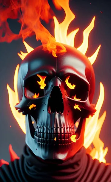 skull with a hot flame