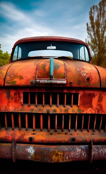 Παλιό Σκουριασμένο Αυτοκίνητο Στο Δρόμο — Φωτογραφία Αρχείου
