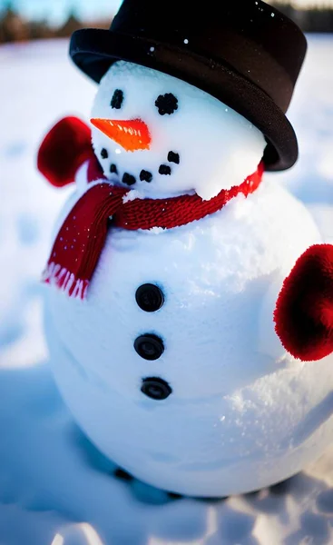 Close Snowman Snow — стоковое фото