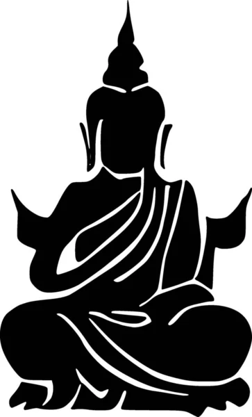 Buddha Statue Silhouette Man — 图库照片