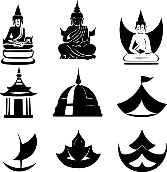 Silhouette Pagoda Set Silhouettes — Stock Photo, Image