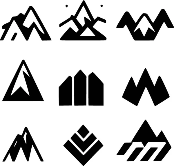 Conjunto Iconos Montañas Ilustración —  Fotos de Stock