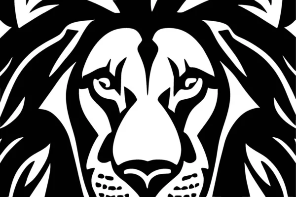 Illustration Abstract Pattern Black White Lines Lion Head — ストック写真