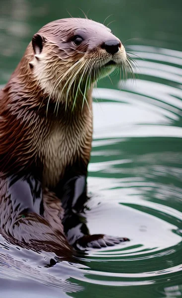 Close Young Male Otter — Stockfoto