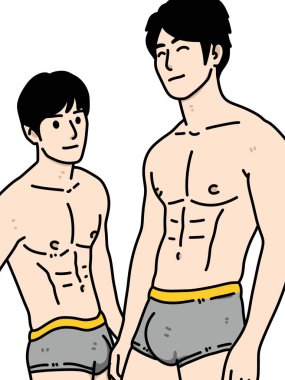 Beyaz arka planda yakışıklı erkekler çizgi filmi