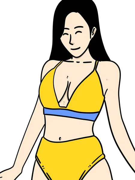 Beautiful Woman Swimsuit Illustration — Stockfoto