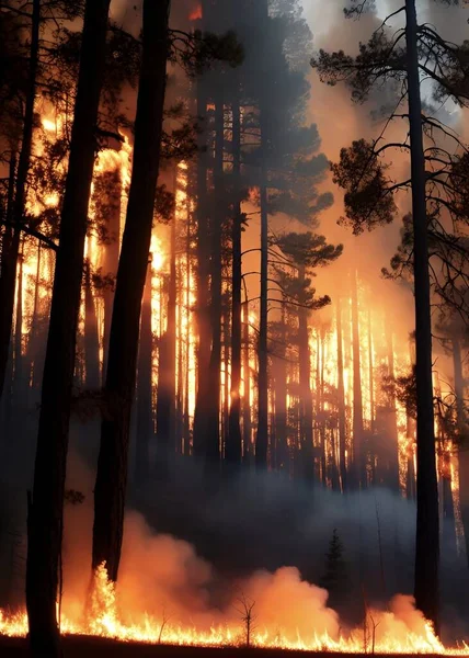 close up fire burning forest 