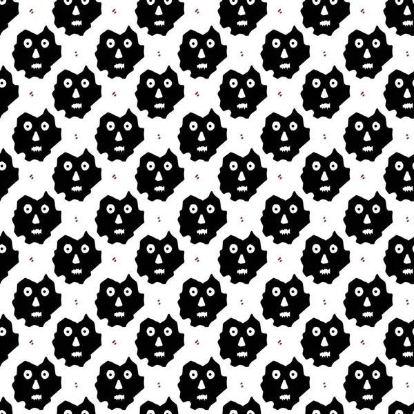 Zwart Wit Monochroom Naadloos Patroon Illustratie — Stockfoto