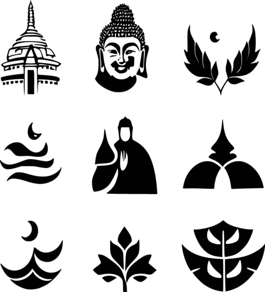 Conjunto Siluetas Diferentes Tipos Budismo Ilustración — Foto de Stock