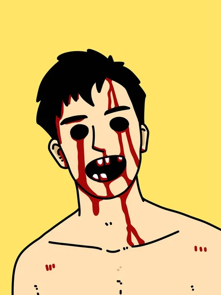Zombie Mann Karikatur Auf Gelbem Hintergrund — Stockfoto