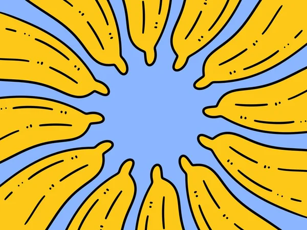 Banán Karikatura Modrém Pozadí — Stock fotografie