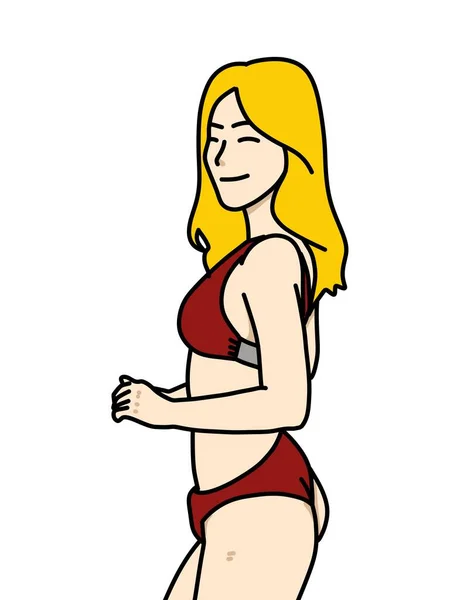Hermosa Mujer Con Traje Baño Bikini Ilustración —  Fotos de Stock