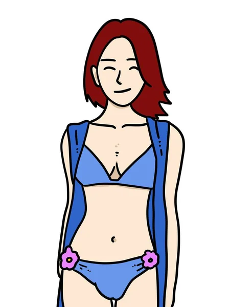 Beautiful Young Woman Swimsuit Swimwear Illustration Design — Stock Photo, Image