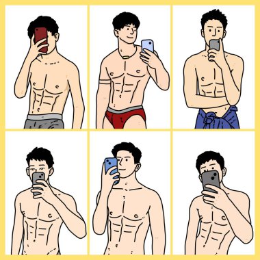 Beyaz arka planda sevimli bir adam çizgi filmi