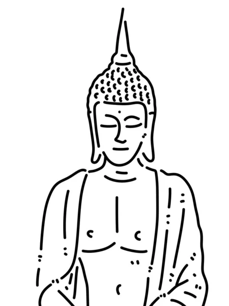 Preto Branco Desenhos Animados Buddha — Fotografia de Stock