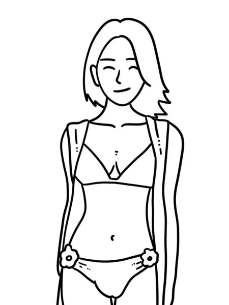 Mulher Com Maiô Design Ilustração Swimwear — Fotografia de Stock