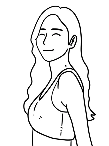 Kısa Saçlı Siyah Mayo Çizimi Olan Güzel Bir Kadın — Stok fotoğraf