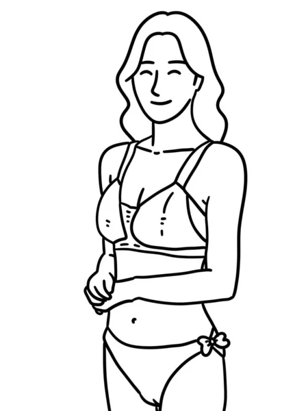 Vacker Ung Kvinna Med Baddräkt Och Bikini Vektor Illustration Design — Stockfoto