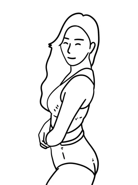 Preto Branco Desenhos Animados Mulher Para Colorir — Fotografia de Stock