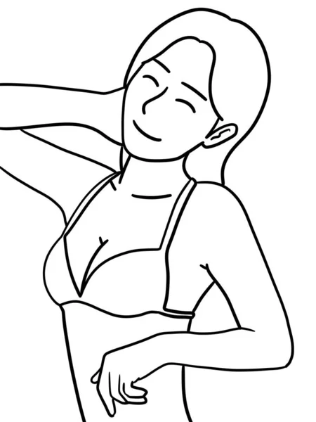 Preto Branco Desenhos Animados Mulher Para Colorir — Fotografia de Stock