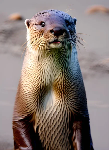 close-up of a cute otter