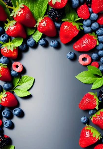 fresh berries and fruits on a white background