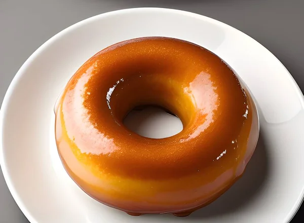 Donut Com Esmalte Chocolate Fundo Branco — Fotografia de Stock