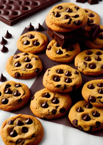 Biscoitos Chocolate Com Nozes Açúcar — Fotografia de Stock
