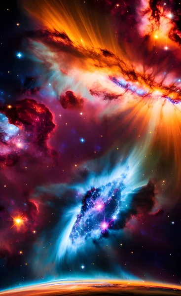 Indah Abstrak Latar Belakang Dengan Bintang Bintang Dan Nebula — Stok Foto