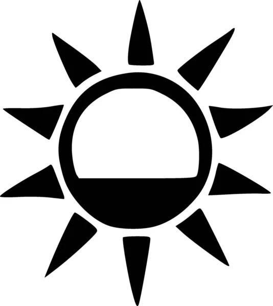 Черно Белая Иллюстрация Иконки Солнца — стоковое фото