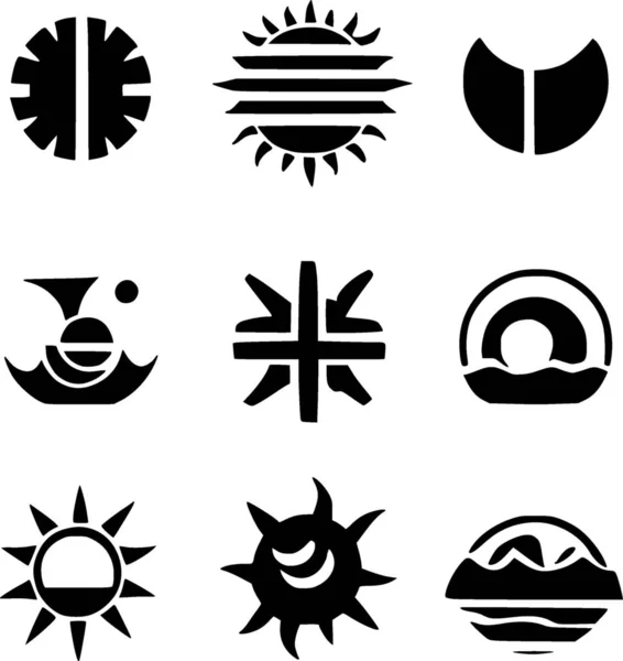 Conjunto Sol Lua Estrela Estrelas Outros Símbolos Ilustração — Fotografia de Stock